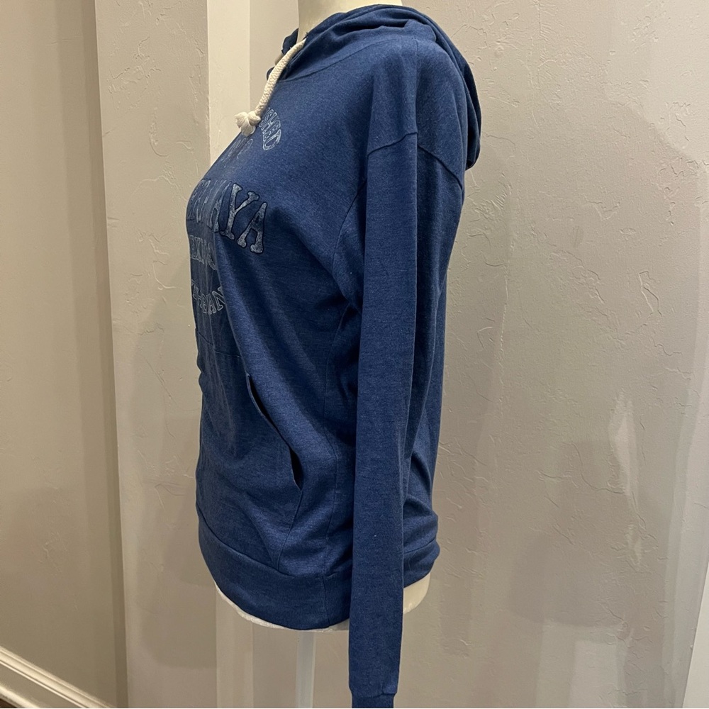 CARIBBEAN SIDE Resort/Souvenir Blue  Long Sleeve Knit Hoodie Top L Riviera Maya - Picture 3 of 5